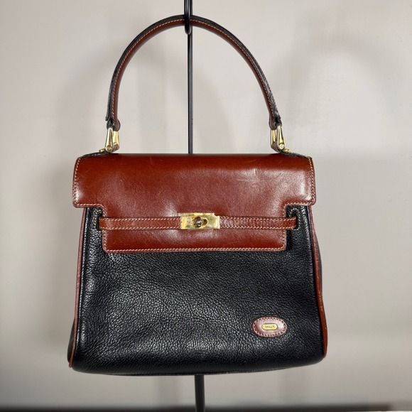 Bally Kelly Vintage Top Handle Bag Leather Purse Satchel Handbag Two Tone - Picture 1 of 8